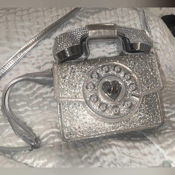 BETSEY Party Line Million Stars Silver Metallic PHONE PURSE Crossbody Bluetooth - Picture 4 of 16